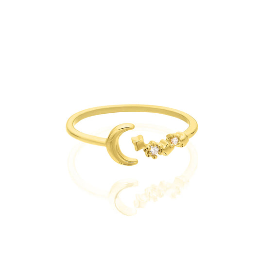 Mini moon star ring