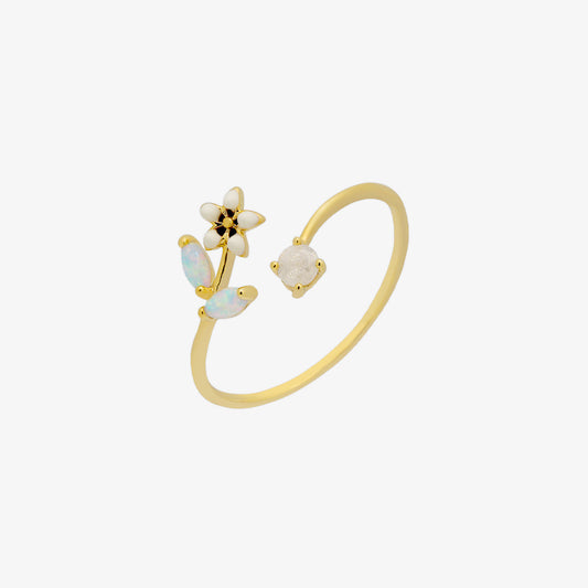 Opal Moonstone Blossom Ring